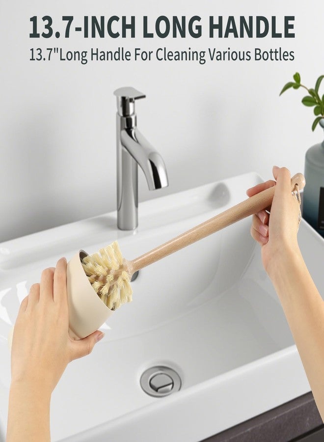 DEBETOOL Natural Bottle Brush Set 3-in-1-13.7 Inch Long Handle Wooden Bottle Brush for Cleaning, Water Bottle Cleaner Brush for Cups & Wide Mouth Jars - Image 5